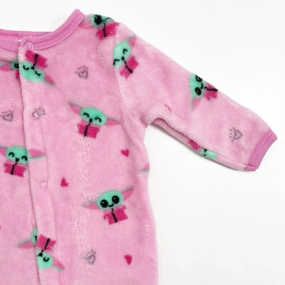 Star Wars Baby Yoda print fleece baby footie